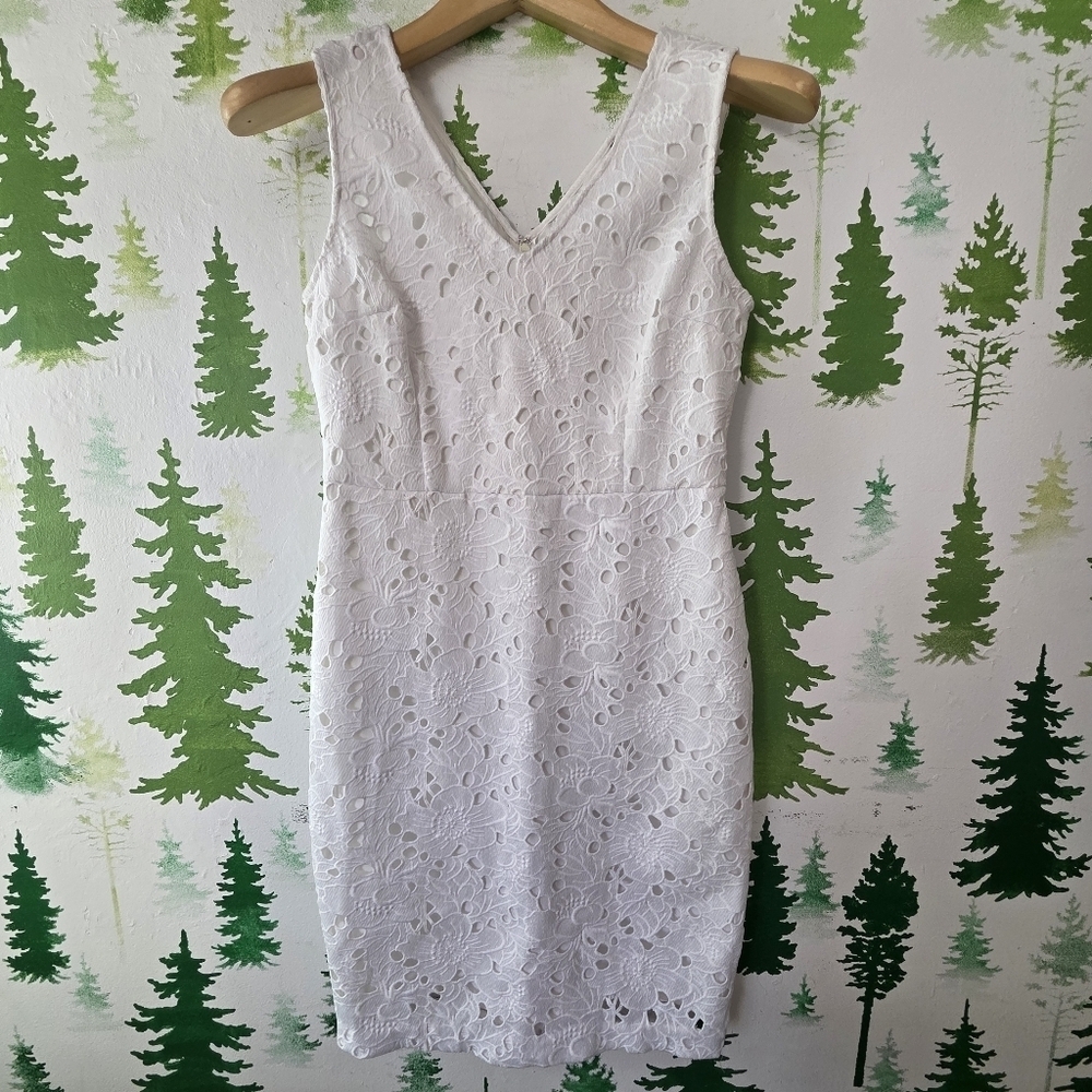 Banana Republic White Lace Eyelet Sheath Dress